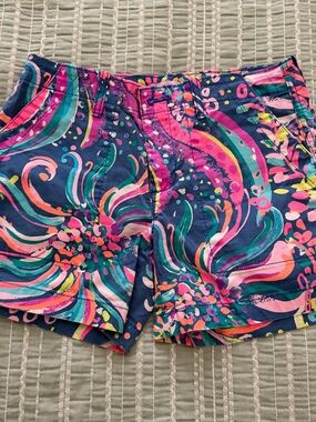 Lilly Pulitzer Navy Multicolor Floral Swirl Shorts